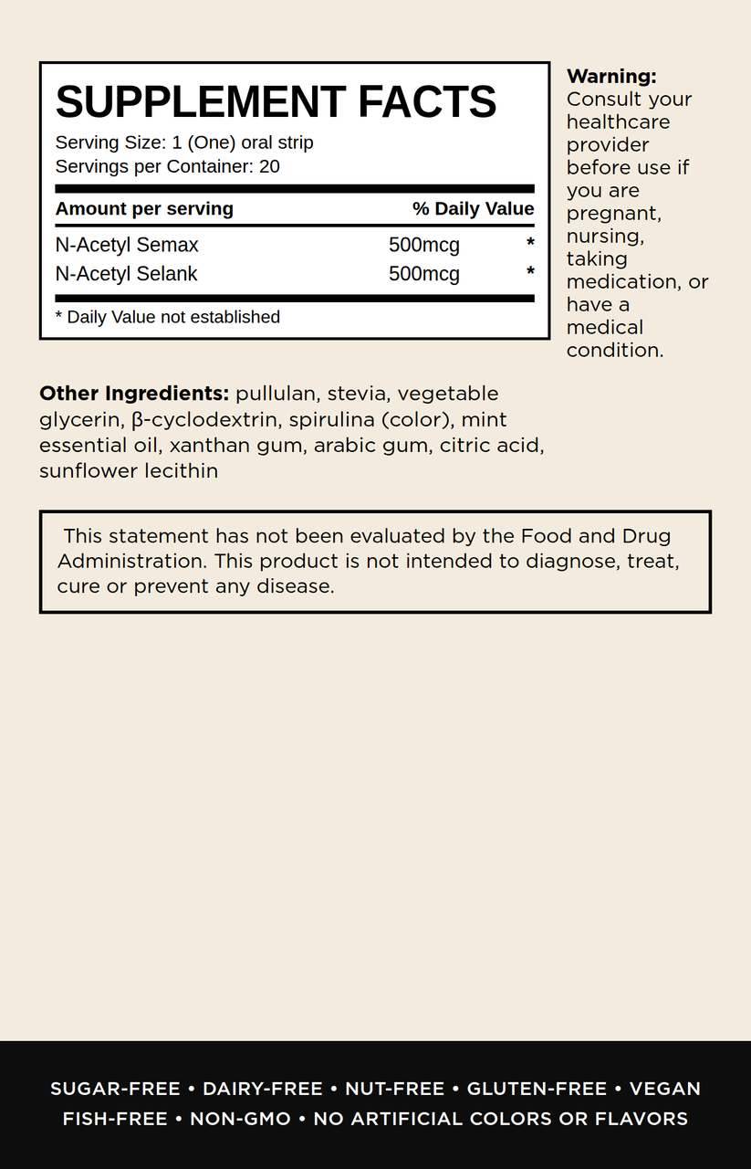 NEURO Supplement Facts panel